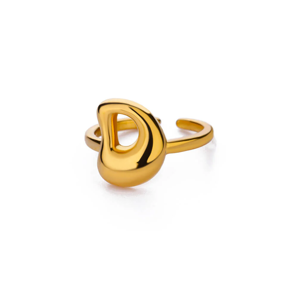 Gold Initial Statement Ring - Image 4