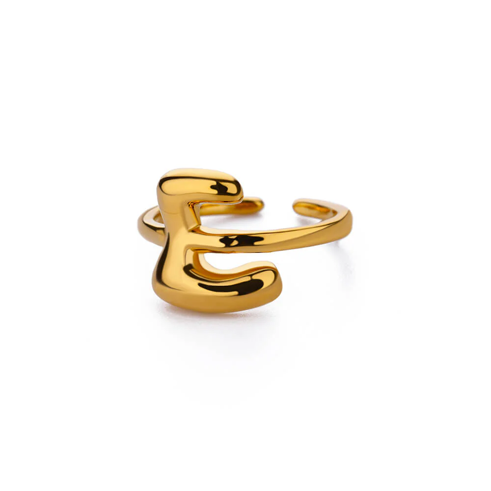 Gold Initial Statement Ring - Image 5