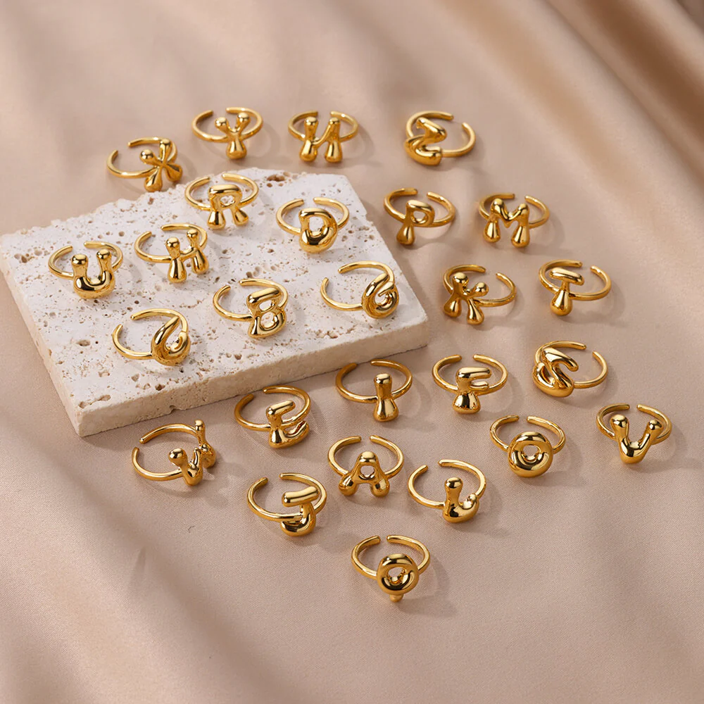 Gold Initial Statement Ring - Image 52