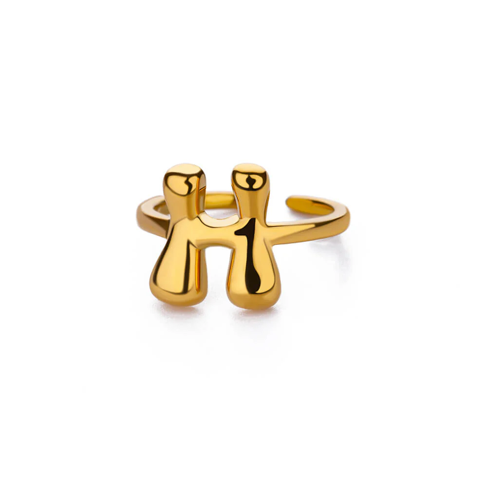 Gold Initial Statement Ring - Image 8