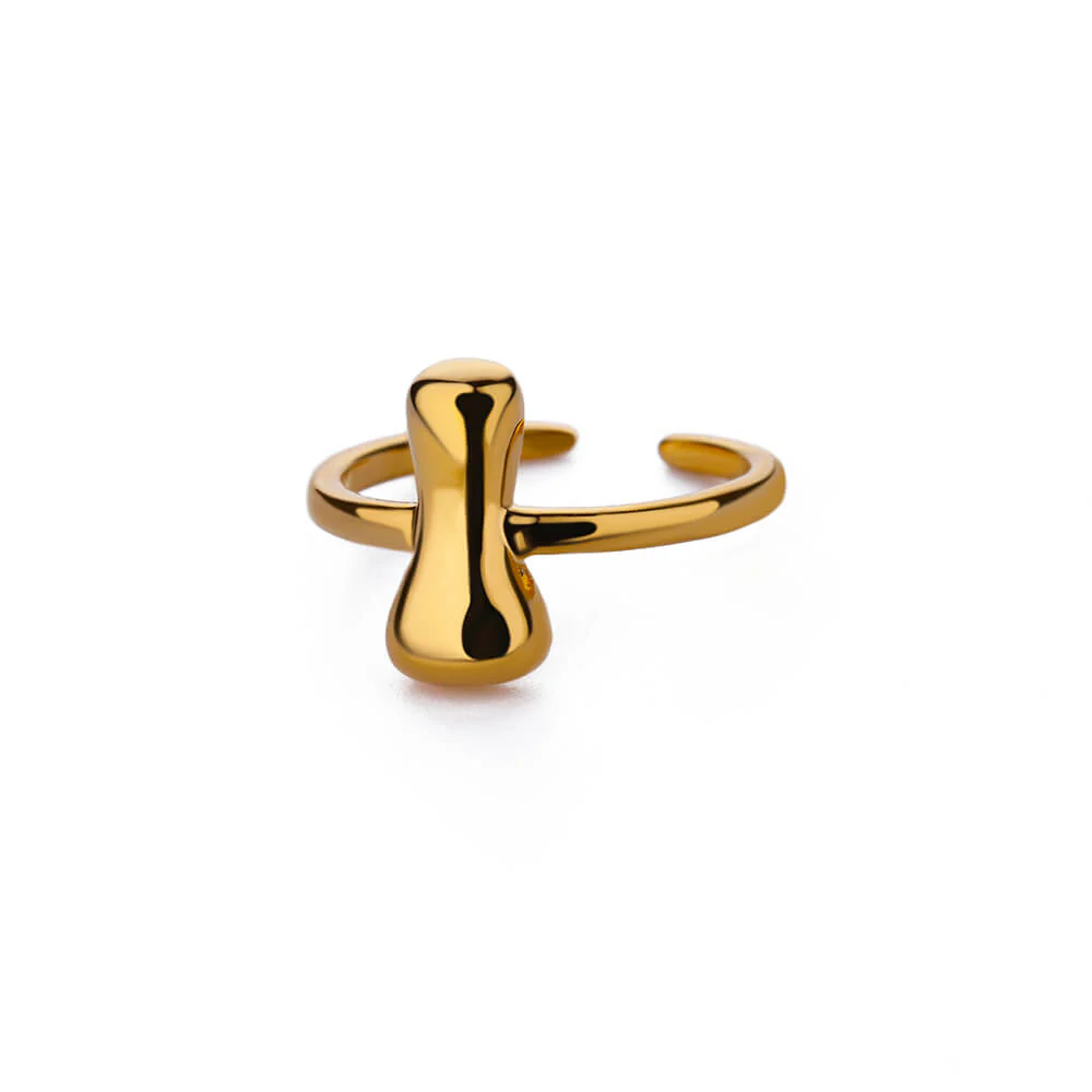Gold Initial Statement Ring - Image 9