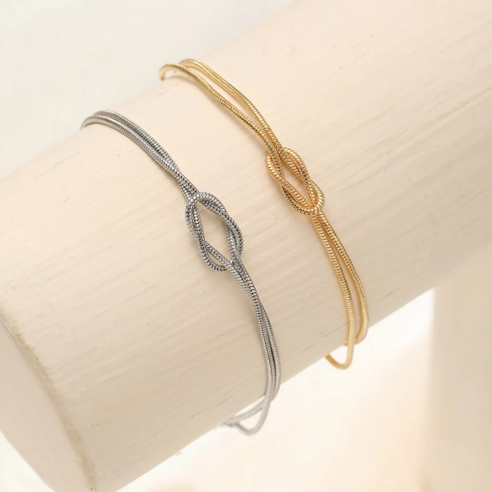 Gold Knot Initial Letter Bracelet - Image 2