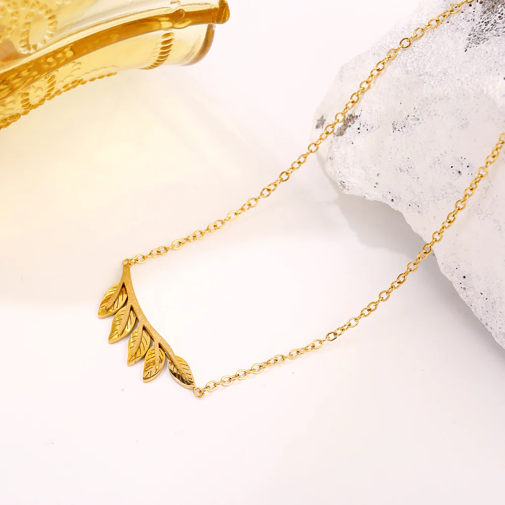 Gold Leaf Charm Necklace - Image 2