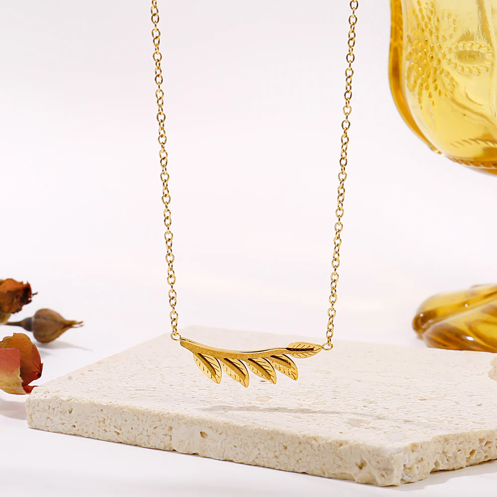Gold Leaf Charm Necklace - Image 4