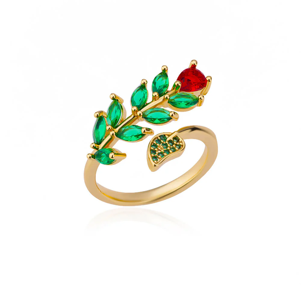 Gold Leaf Gemstone Ring - Image 2