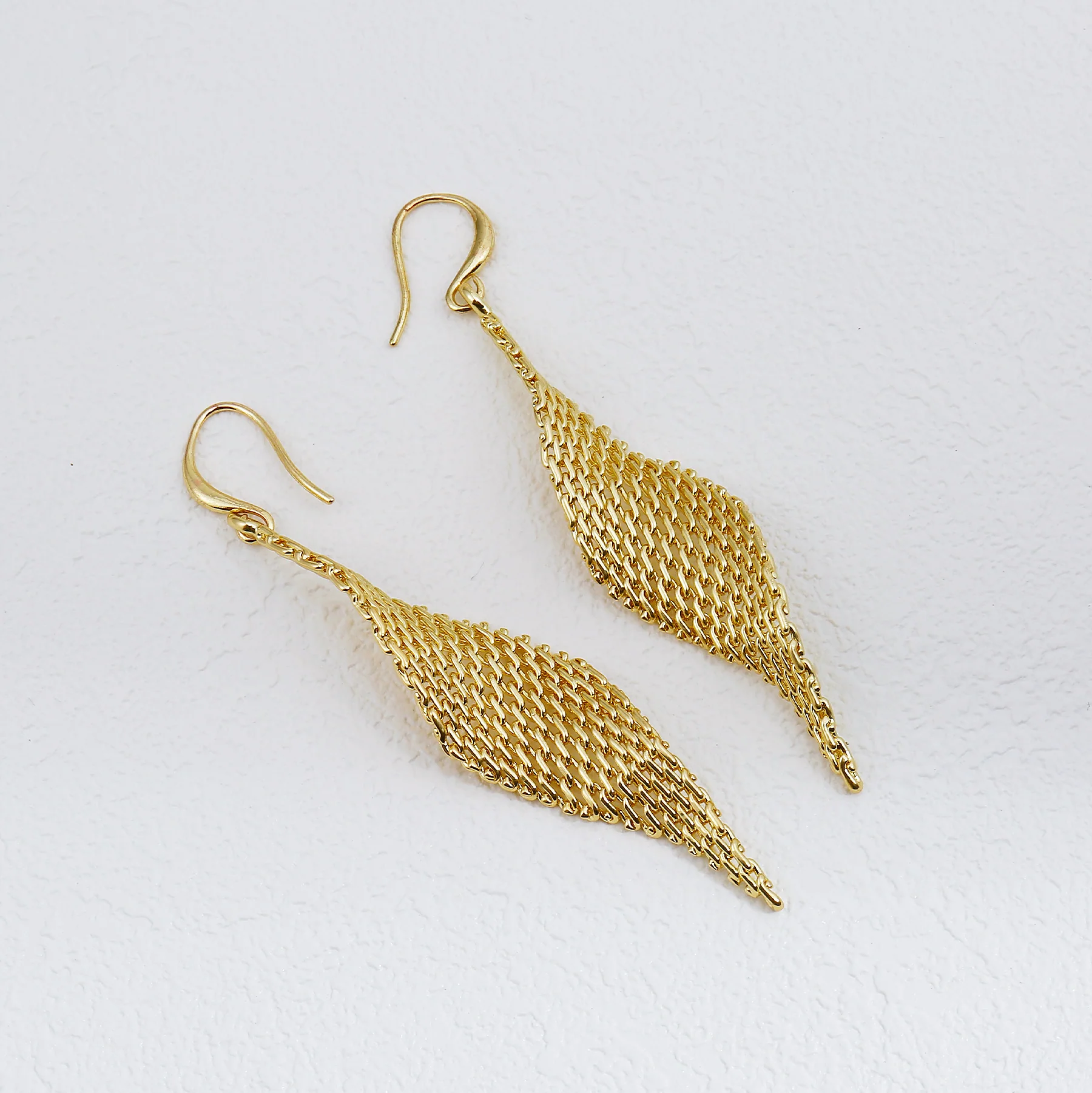 Gold Mesh Drape Hook Earrings - Image 2