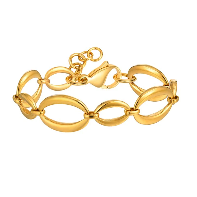 Gold Oval Link Chain Bracelet - Image 3