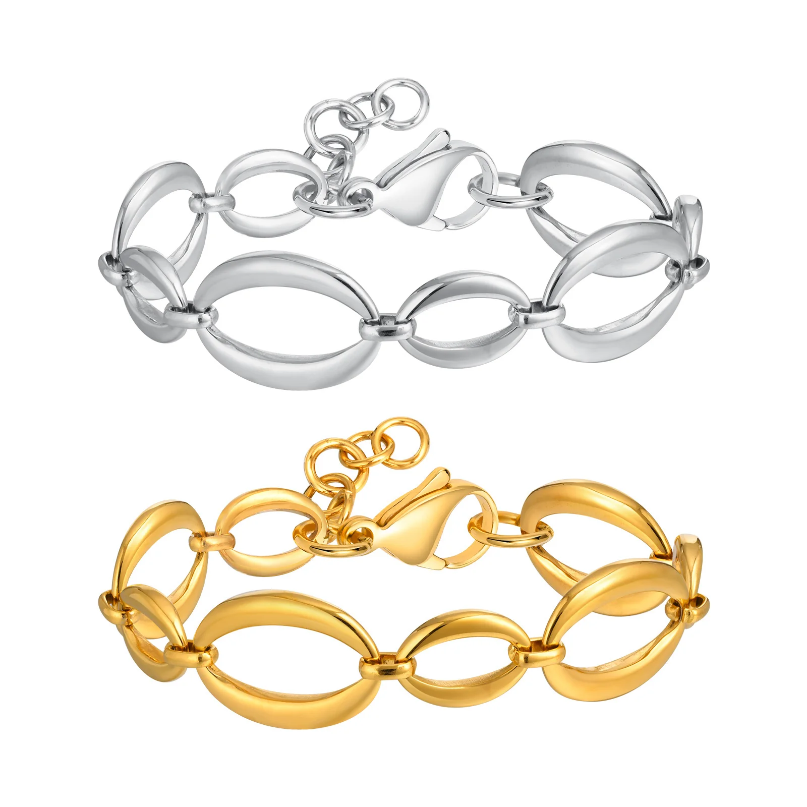 Gold Oval Link Chain Bracelet - Image 6