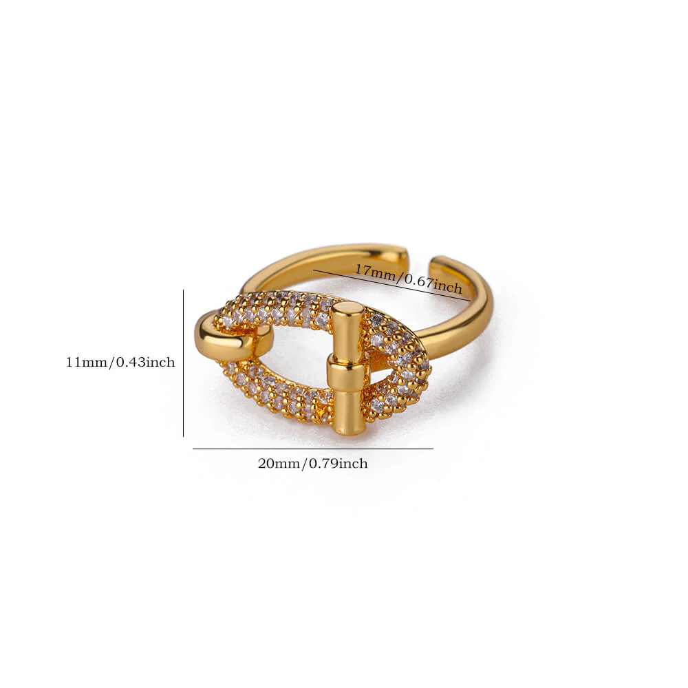 Gold Oval Zircon Open Ring - Image 2