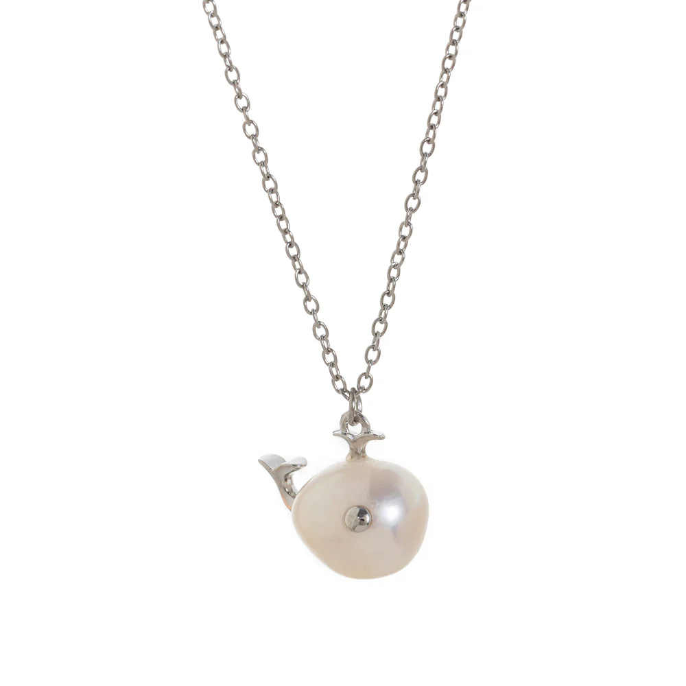 Gold Pearl Fish Pendant Necklace - Image 3