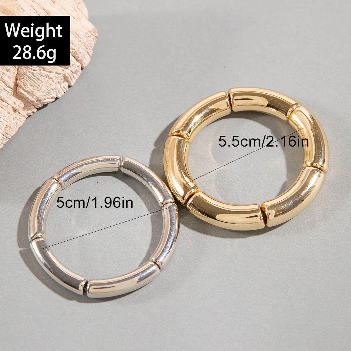 Gold & Silver Geometric Cuff Bracelet Set - Image 4