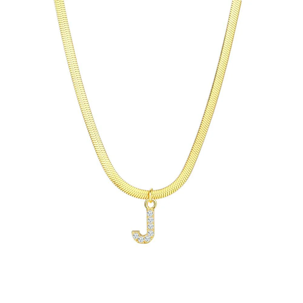 Gold Snake Chain Initial Necklace - Image 11