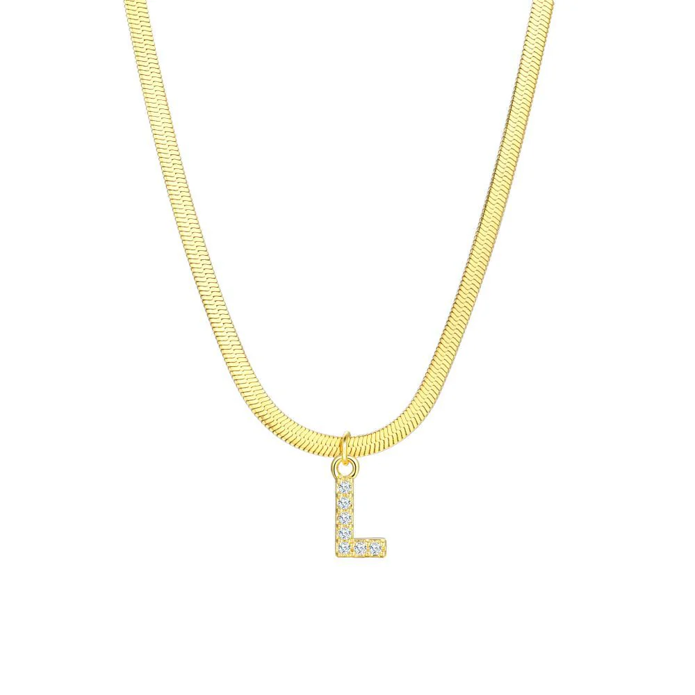 Gold Snake Chain Initial Necklace - Image 13