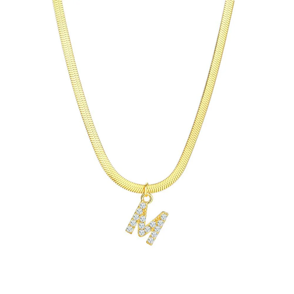 Gold Snake Chain Initial Necklace - Image 14