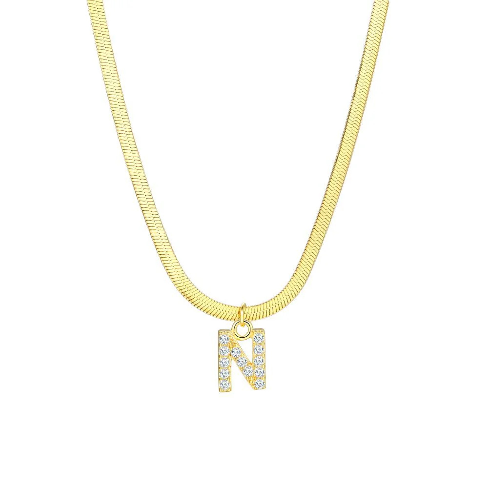 Gold Snake Chain Initial Necklace - Image 15