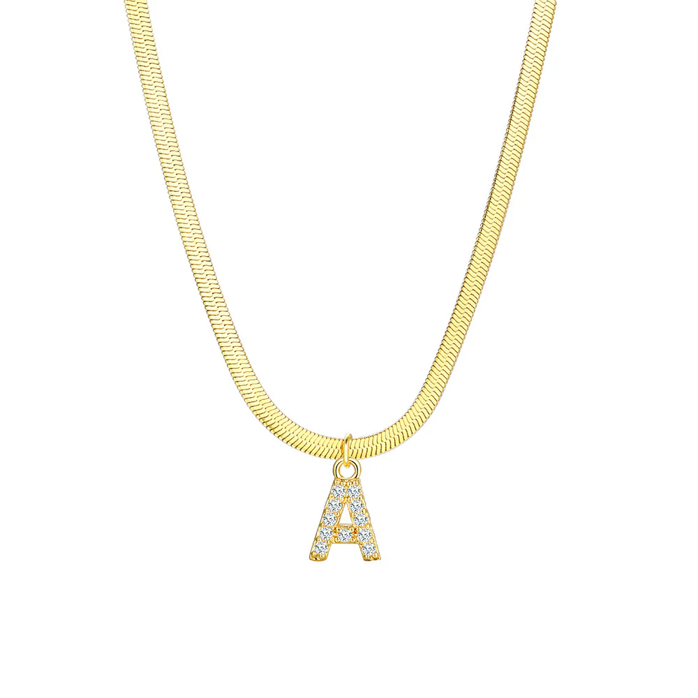 Gold Snake Chain Initial Necklace - Image 2