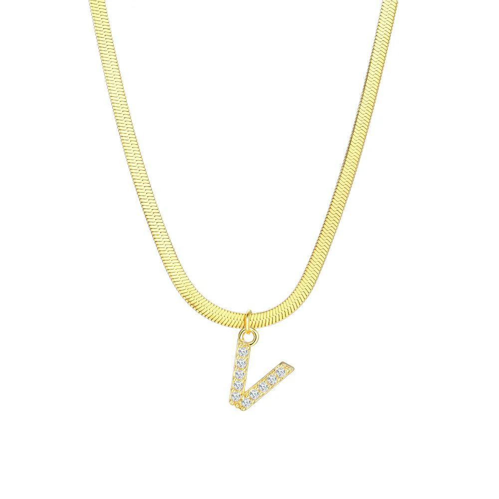 Gold Snake Chain Initial Necklace - Image 20