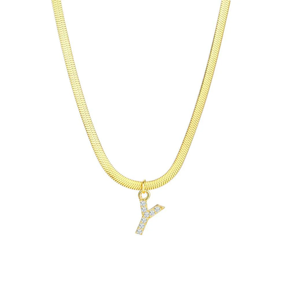 Gold Snake Chain Initial Necklace - Image 21