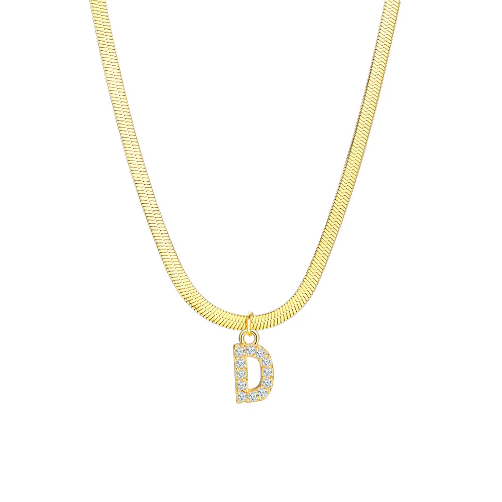Gold Snake Chain Initial Necklace - Image 5