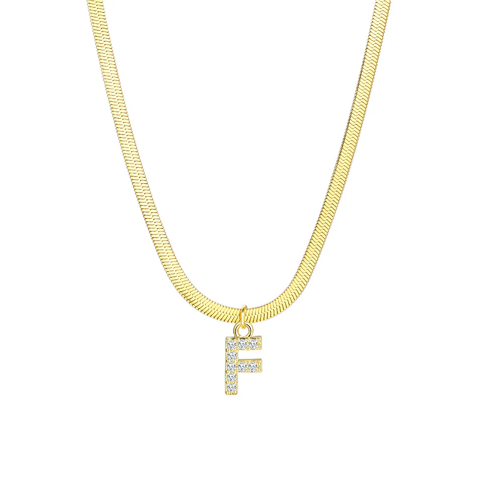 Gold Snake Chain Initial Necklace - Image 7