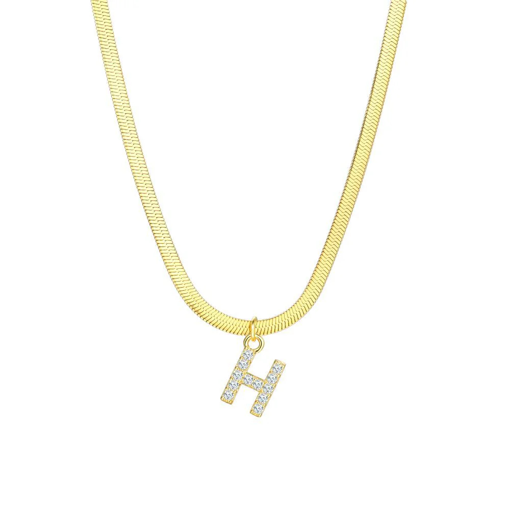 Gold Snake Chain Initial Necklace - Image 9