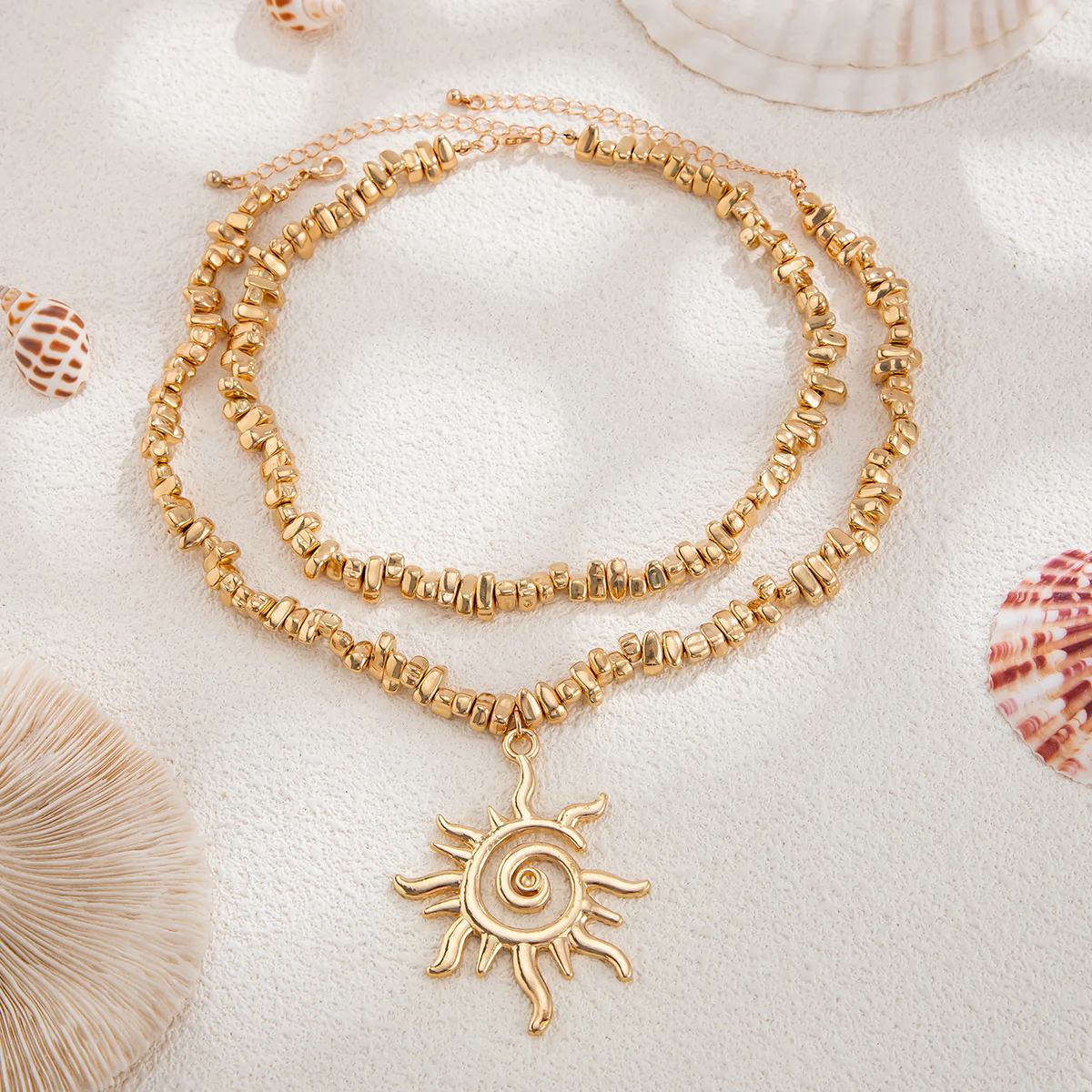 Gold Spiral Sun Pendant Choker - Image 2