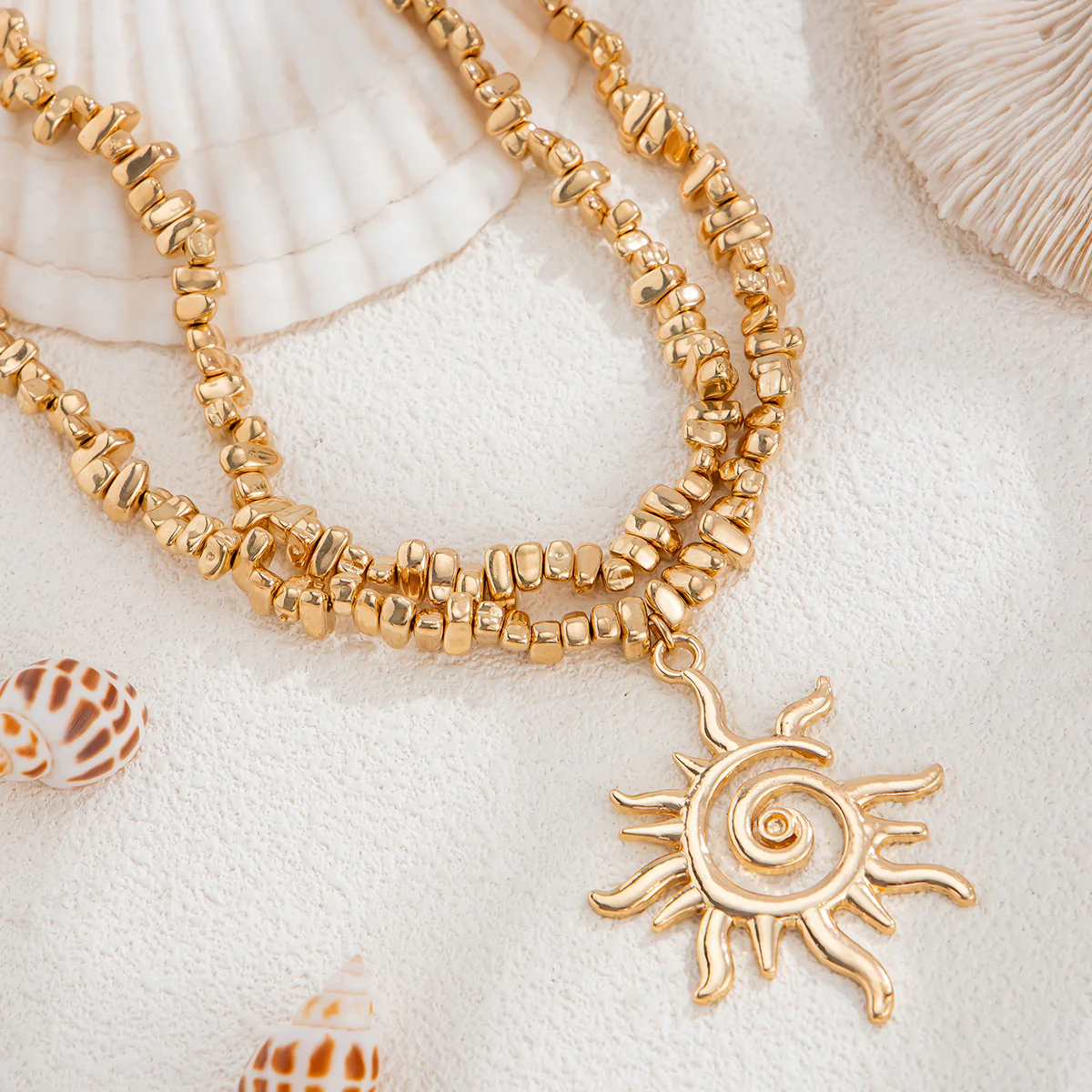 Gold Spiral Sun Pendant Choker - Image 3