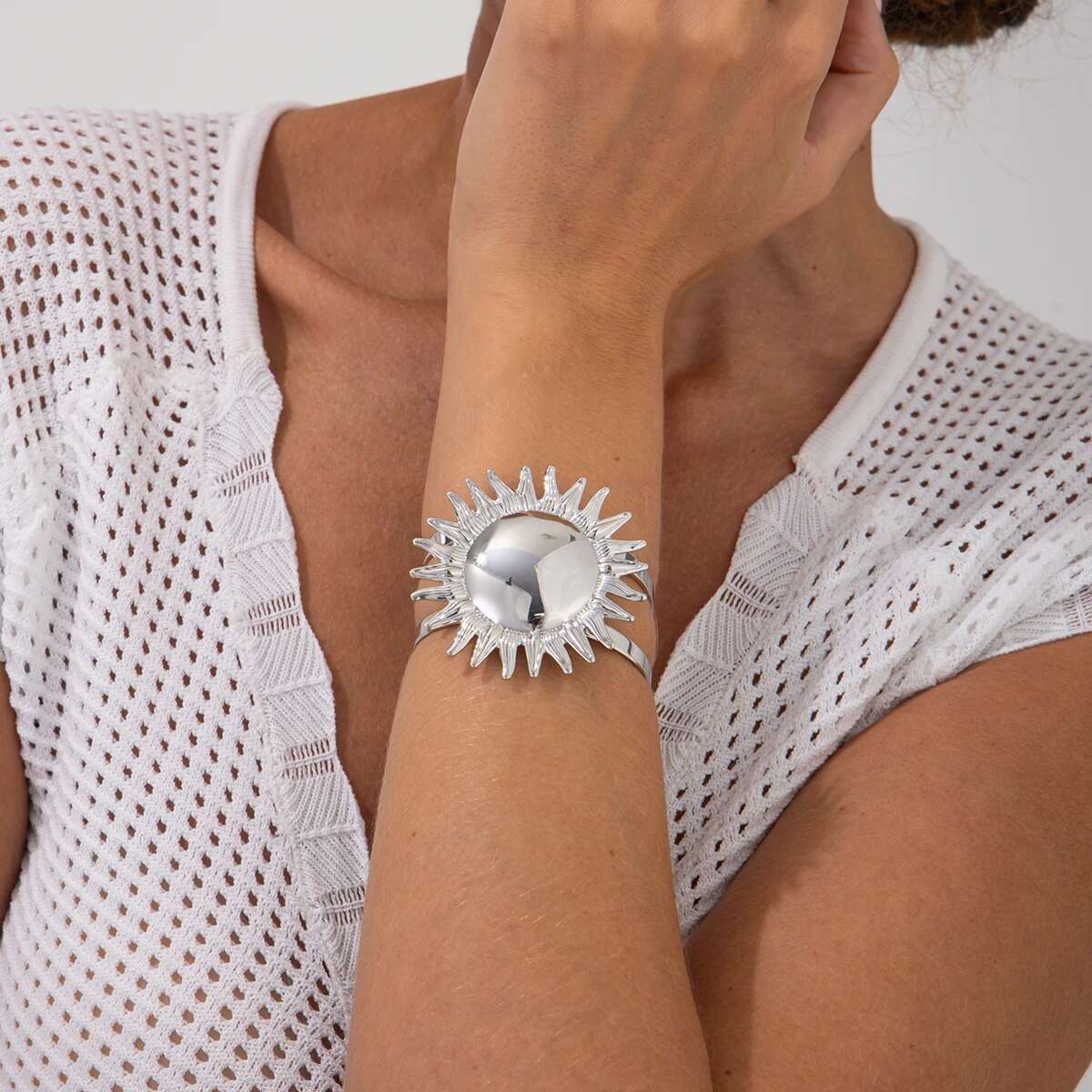 Gold Sun Cuff Bracelet - Image 2
