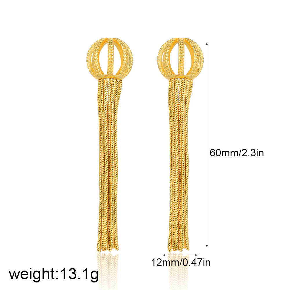 Gold Tassel Chain Earrings - Image 3