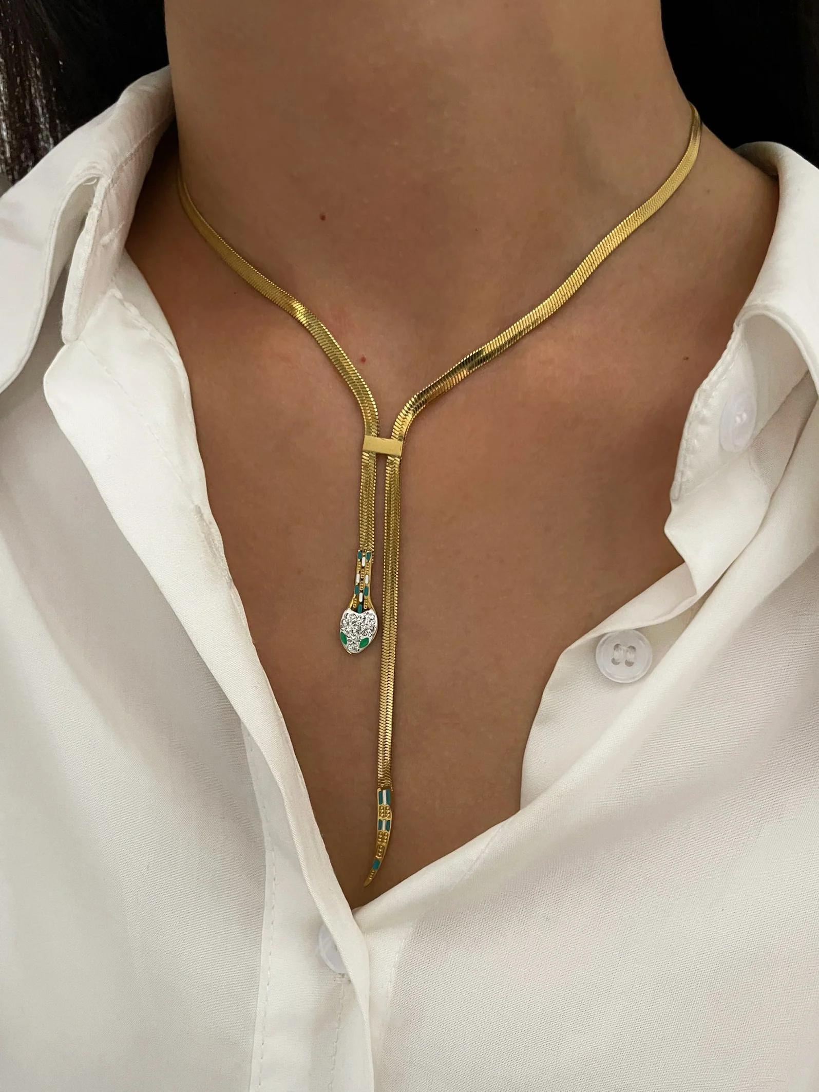 Gold Tassel Snake Chain Necklace