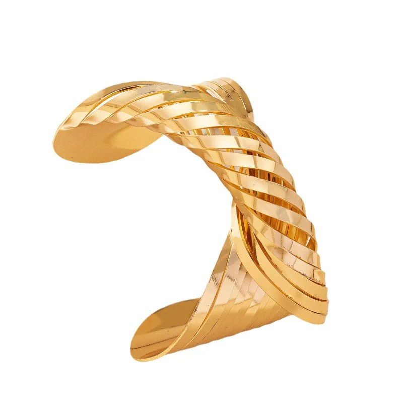Gold Twisted Wide Statement Cuff - Image 2