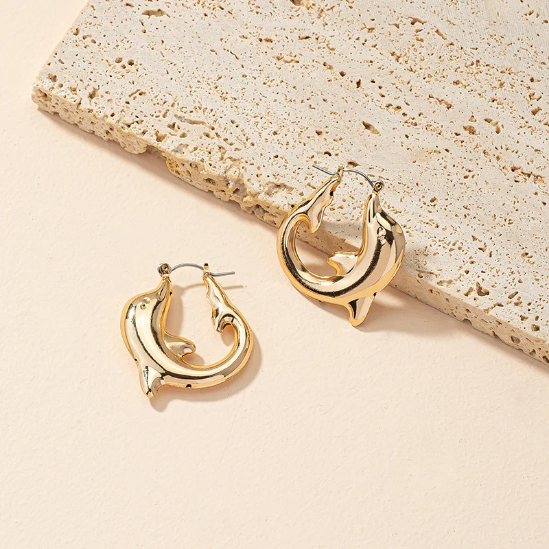 Golden Dolphin Hoop Earrings - Image 2