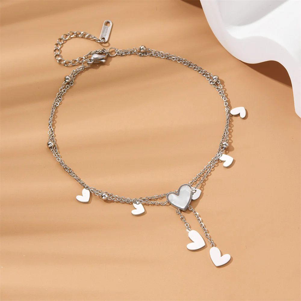 Golden Dunes Heart Charm Anklet - Image 4