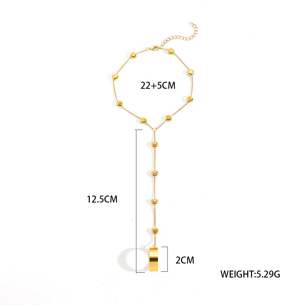 Heart Chain Ring Bracelet - Image 2