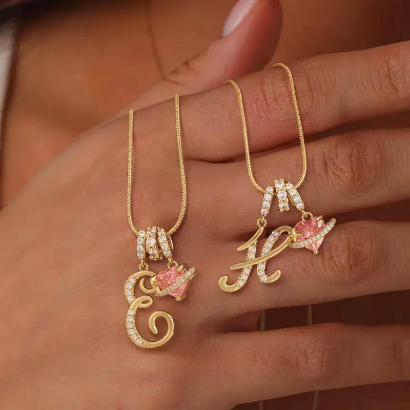 Initial Heart Charm Necklace - Image 3