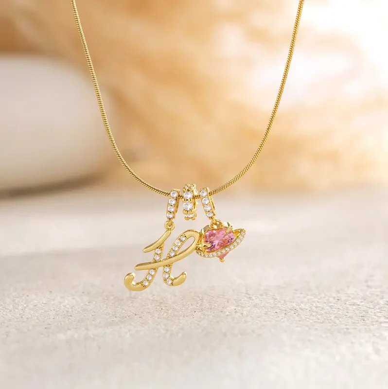 Initial Heart Charm Necklace - Image 4