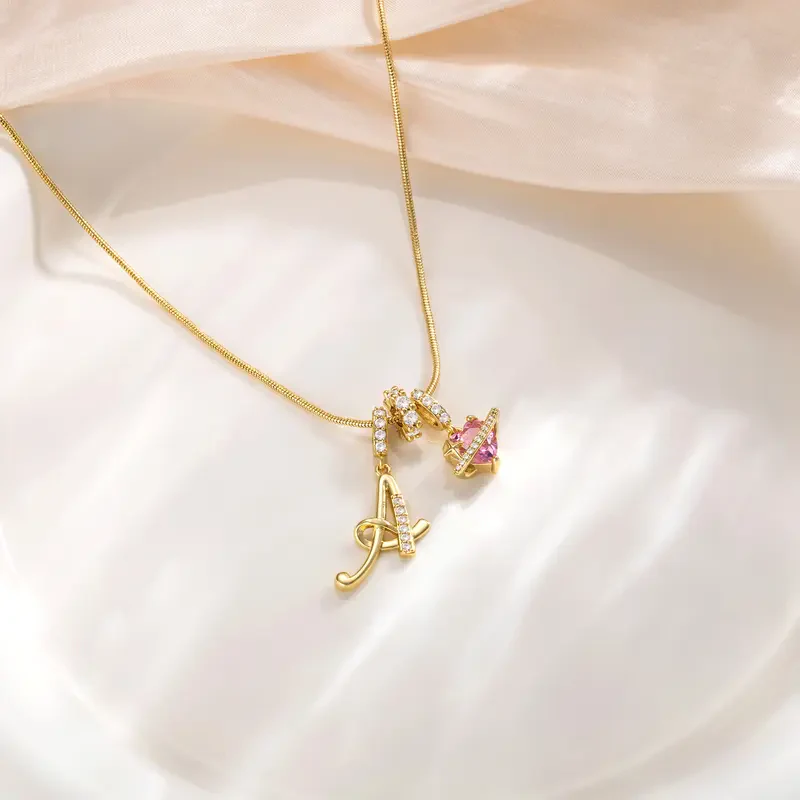 Initial Heart Charm Necklace - Image 6