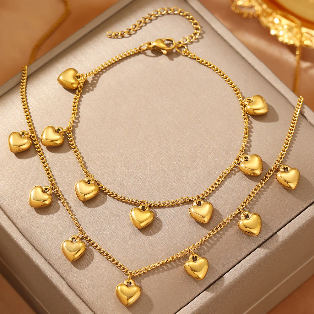 Heart Charm Necklace & Bracelet Set - Image 3