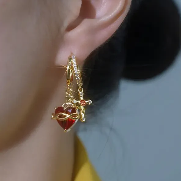 Heart Cross Earrings - Image 2