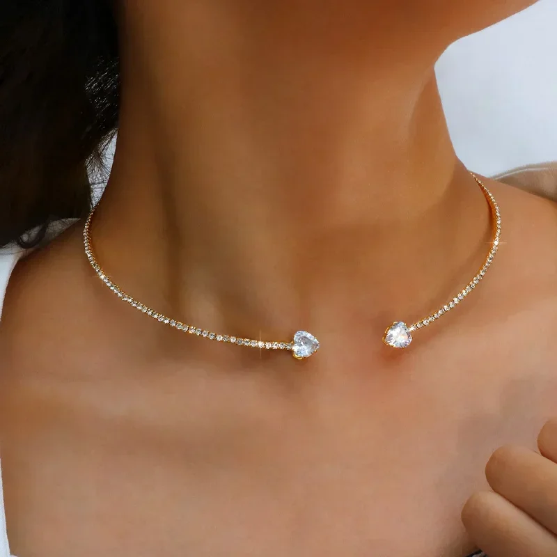 Heart-Cut Crystal Open Choker Necklace