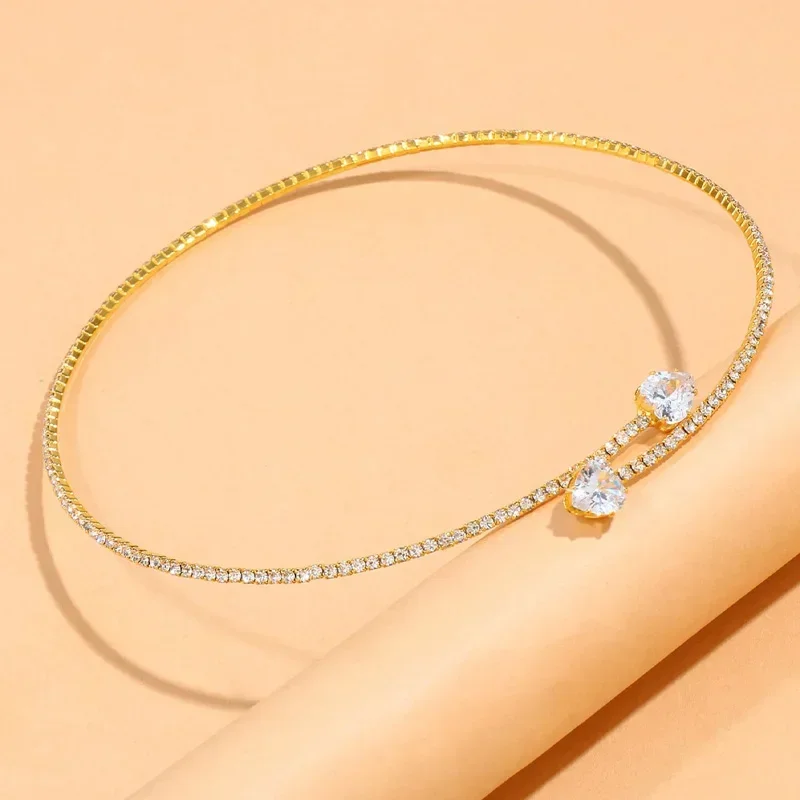 Heart-Cut Crystal Open Choker Necklace - Image 4