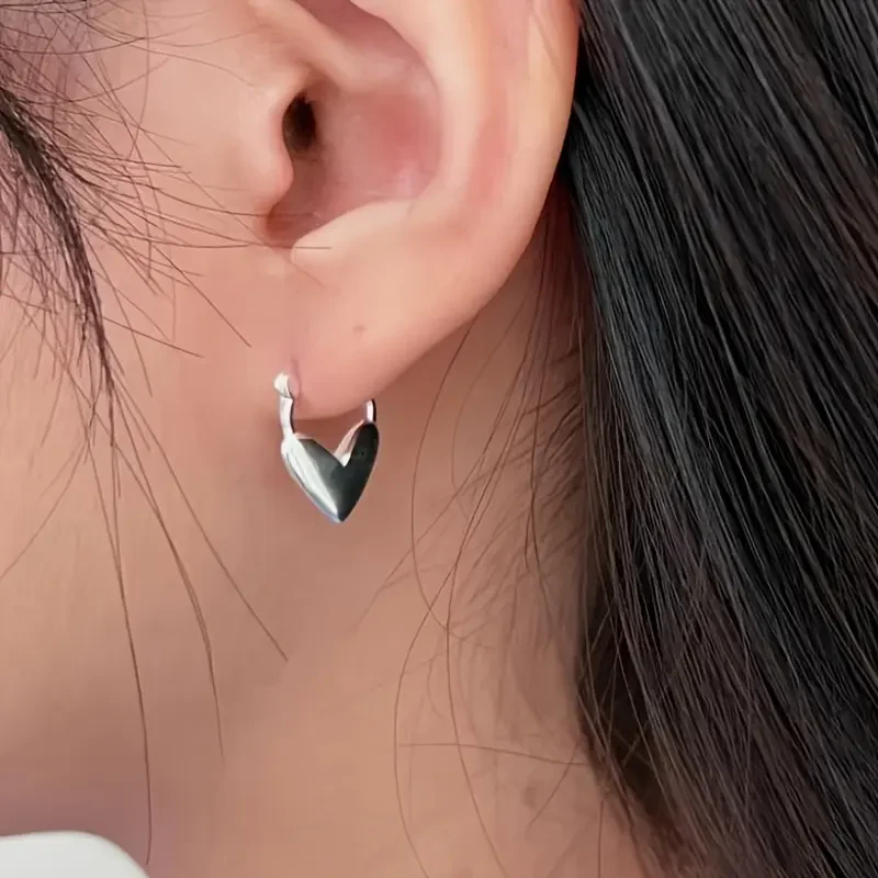 Heart Huggie Earrings - Image 2
