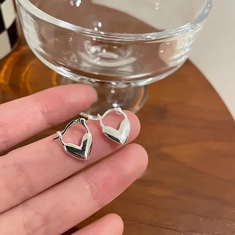 Heart Huggie Earrings - Image 3