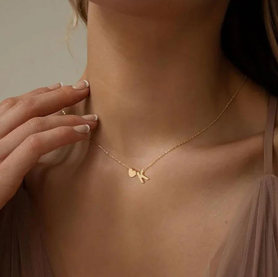 Heart Initial Necklace - Image 5