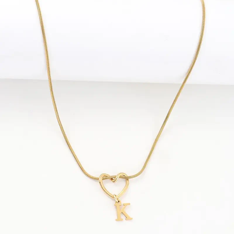 Heart Initial Pendant Necklace - Image 2