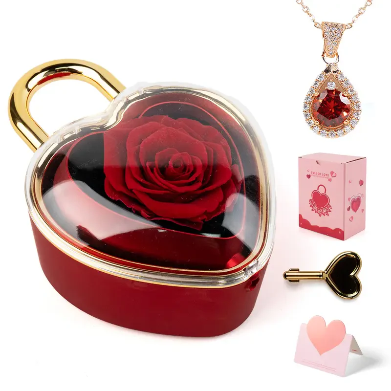 Heart Necklace With Rose Jewelry Box - Image 2