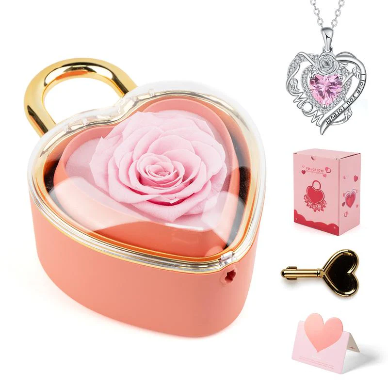 Heart Necklace With Rose Jewelry Box - Image 3