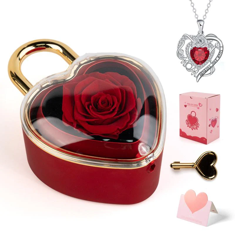 Heart Necklace With Rose Jewelry Box - Image 4