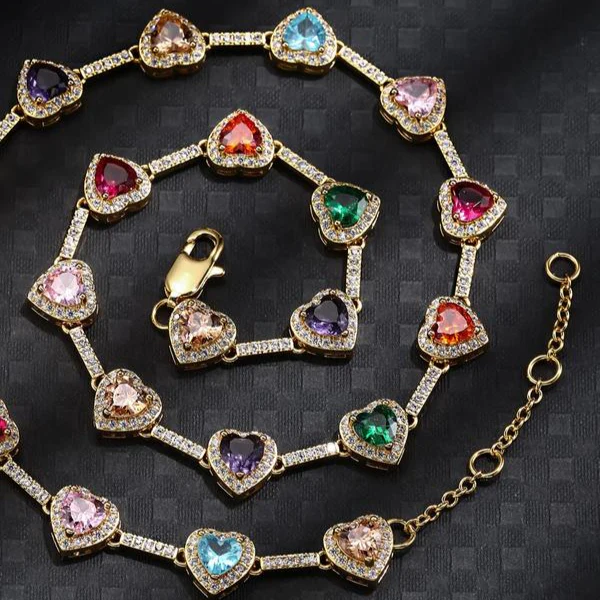 Heart Shaped Colorful Necklace - Image 4