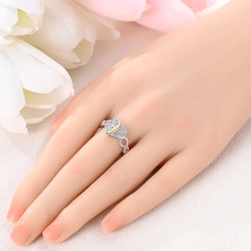 Heart Shaped Cross Ring - Image 2